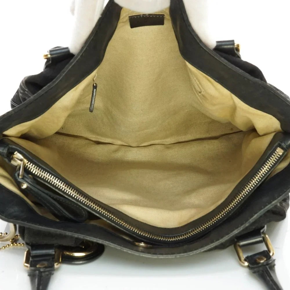 Auth Gucci Gg Tote Bag Black Canvas #16019G13 - Picture 7 of 13